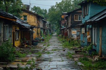 Old wooden houses in the old town