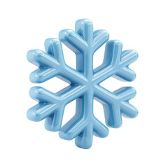 Light-blue, 3D-rendered snowflake with detailed points