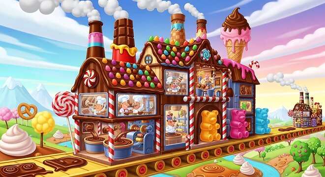 Candy factory illustration.