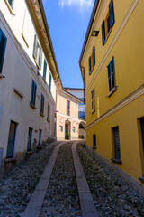 Old buildings along via Camuzio in Cantu, Como province, Italy
