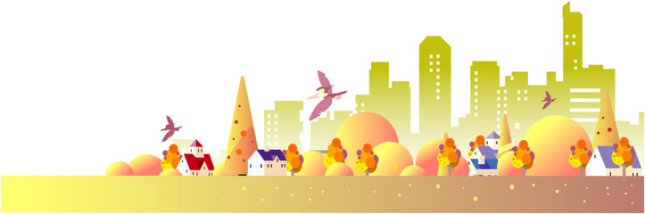 色づく秋の紅葉の街の風景