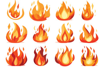 fire set ignite decoration isolated