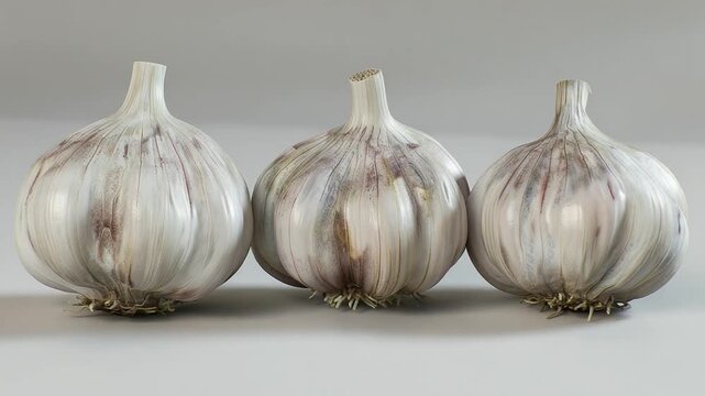 Freshly harvested garlic bulbs arranged together