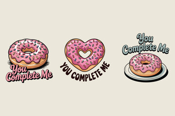 Pink frosted donuts with sprinkles heart shaped donut
