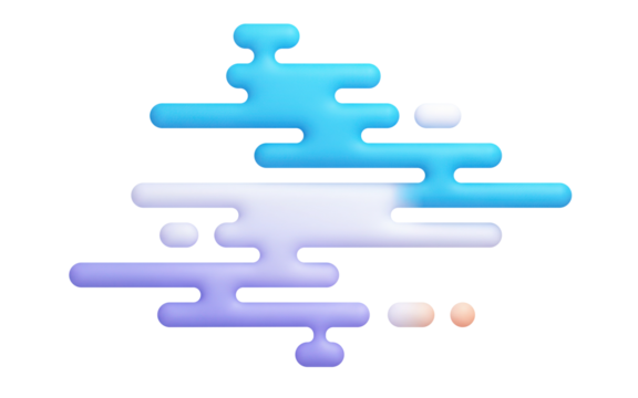 Isolated gradient japanese cloud 3d shape minimal illustration. Pastel colored futuristic asian motif element.