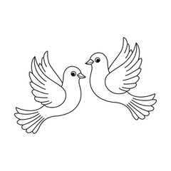 Two Dove Birds Minimalist Line Art