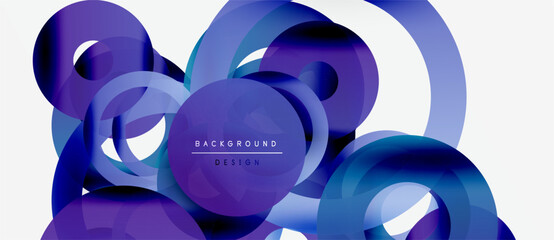 Abstract fluid shapes, vibrant blues, purples create dynamic composition. Modern design element, smooth gradients, layered forms.