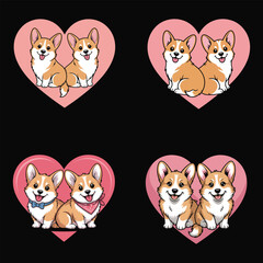Adorable corgis in pink hearts puppy cute