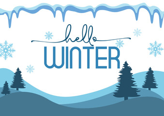 hello winter banner to welcome winter season