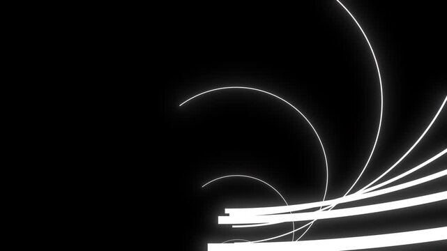 White Lines Curving Round and Joining Creating Animated Infinite Circle Loop. Animated Motion Graphics.