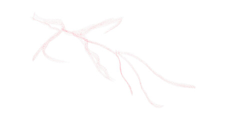 Hand drawn pink pencil lines, circles, stripes and squiggly lines on transparent background.