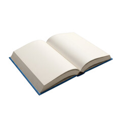 Open blank white book with clean pages isolated on transparent background