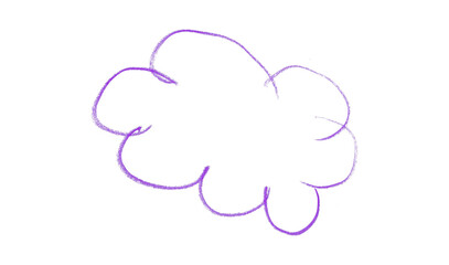 Hand drawn purple pencil lines, circles, stripes and squiggly lines on transparent background.