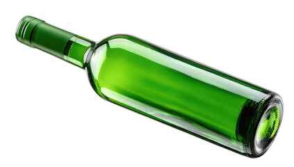 Green wine bottle, angled view