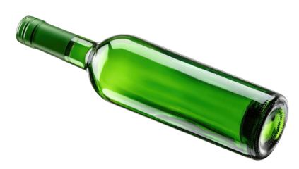 Green wine bottle, angled view