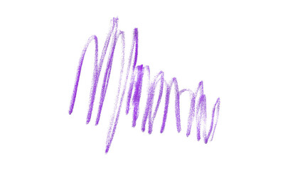 Hand drawn purple pencil lines, circles, stripes and squiggly lines on transparent background.