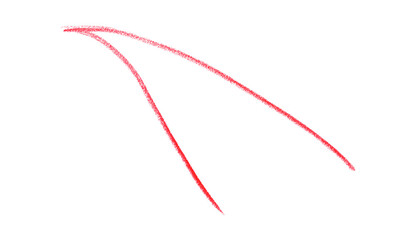 Hand drawn red pencil lines, circles, stripes and squiggly lines on transparent background.