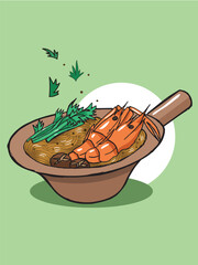 Thai asian foods cuisine handdrawn