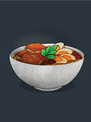 Thai asian foods cuisine handdrawn