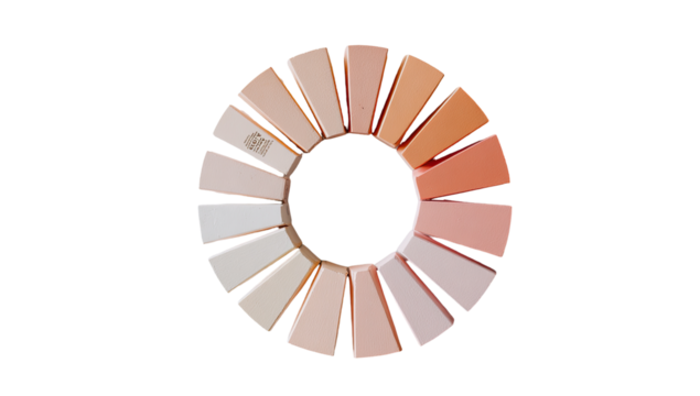 Circular palette of shades,  various light beige to peach tones