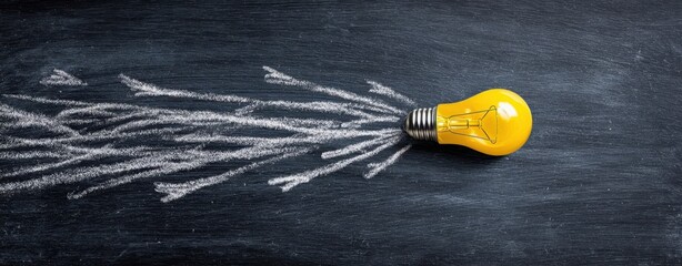 The vibrant lightbulb illuminating innovative ideas on a chalkboard background