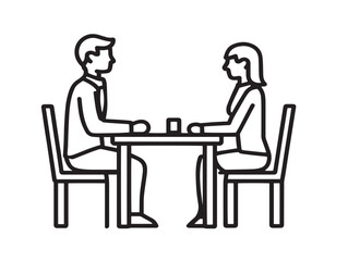Job Interview Icon in Clean Elegant Minimal Vector Illustration Artwork