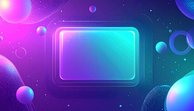 Glowing holographic screen with abstract cosmic spheres background blue - Powered by Adobe