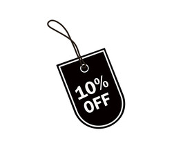 black discount price tag with string on white background