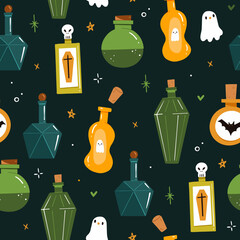 Spooky Potions - Seamless Halloween Surface Pattern Design