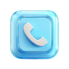 Light-blue square icon, glassy effect, phone call symbol