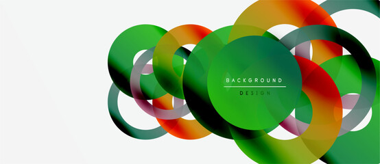 Abstract vector graphic. Overlapping colorful circles create dynamic composition. Modern design element for backgrounds, banners.