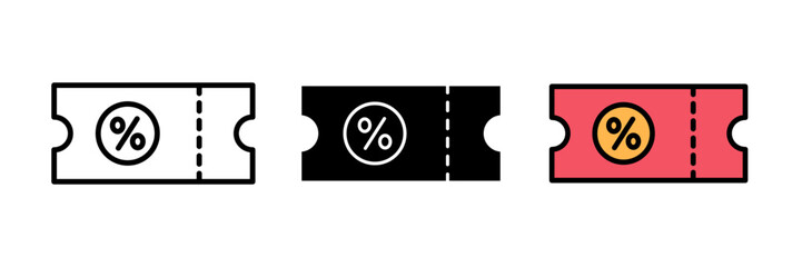 Discount voucher icon Shopping voucher. Flat design stroke, filled and colored concept for web design.