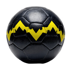 Dynamic black and yellow soccer ball with modern zigzag pattern