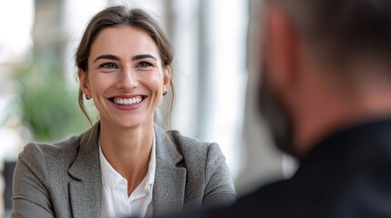 Young graduate excelling in job interview at corporate office professional setting close-up view engaging interaction for career success
