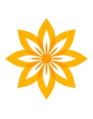 Ornate, stylized,  yellow flower graphic on white