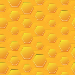Seamless hexagon pattern with honeycomb. Vector illustration, geometric texture. Design for invitation, cards, textile, fabric. Doodle style.