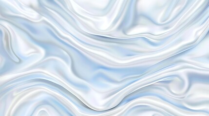 Elegant flowing fabric texture with soft waves and smooth sheen in serene white and light blue tones for design backgrounds