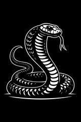 Cobra Snake Illustration – Black and White Venomous Reptile Design