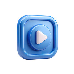 3D rendered blue play button