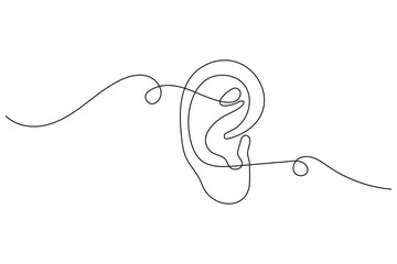 Obraz premium Ear minimalist one line drawing abstract continuous outline isolated elegant art style illustration design