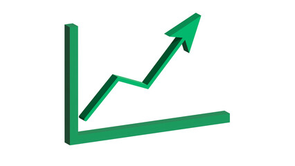Rising profits shown with positive arrow graph for business on transparent background