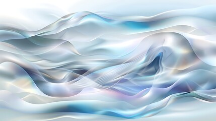 Ethereal Abstract Waves in Soft Blue and White Hues Creating a Dreamy and Serene Background for Creative Use