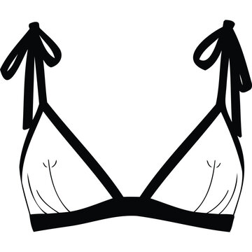 Silhouette Triangle Bra with Shoulder Ties Illustration lingerie underwear fashion vector graphic design apparel clothing black and white
