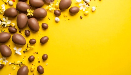 Easter treats on yellow background