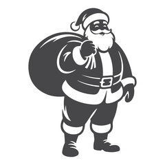 Classic Santa Claus with Gift Sack Silhouette