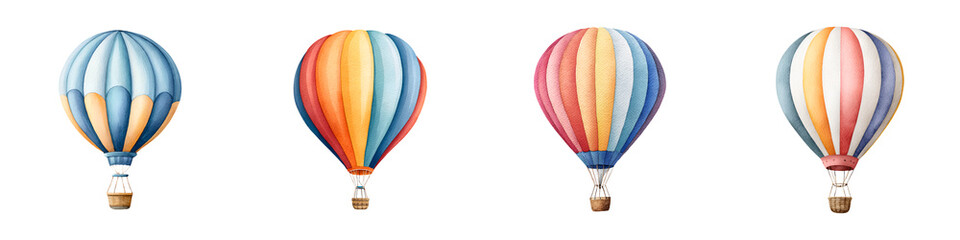 Fototapeta premium Watercolor Hot Air Balloons: Colorful Vintage Aviation