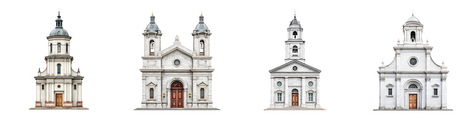 Fototapeta premium Classic Church Facades: Watercolor Architecture Collection