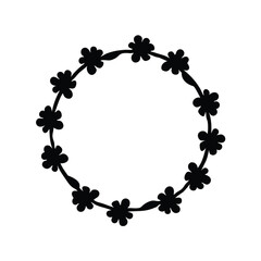 Fototapeta premium Elegant floral wreath with abstract blossoms, a minimalist black and white design