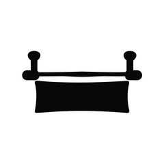 Simple black vector image of a hanging banner on a display stand