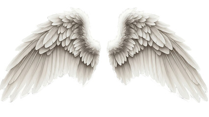 Pair of detailed, light gray angel wings (1)